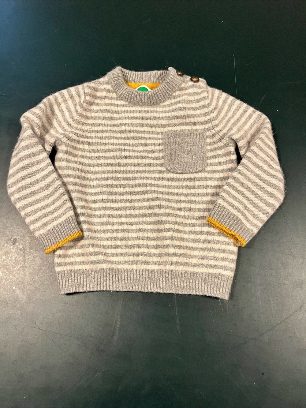 Mini boden wool blend striped gray sweater 3/4y euc